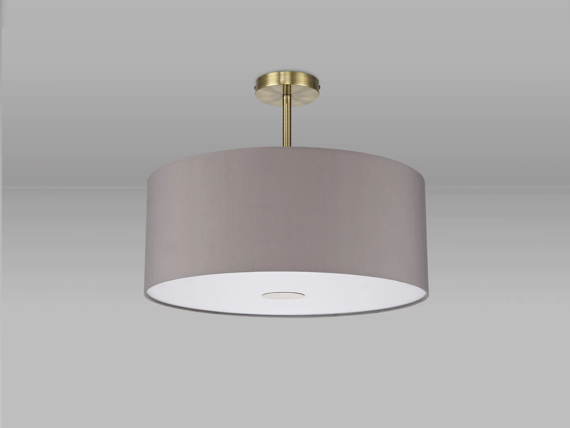 Baymont 50cm Semi Flush 1 Light Antique Brass, Grey, Frosted Diffuser DK0190  Deco Baymont AB GR
